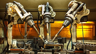 white and grey industrial machine, technology, machine, welding