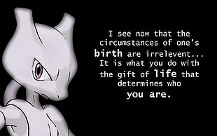 Mewtwo with text overlay, Pokémon, Mewtwo, text, typography HD wallpaper