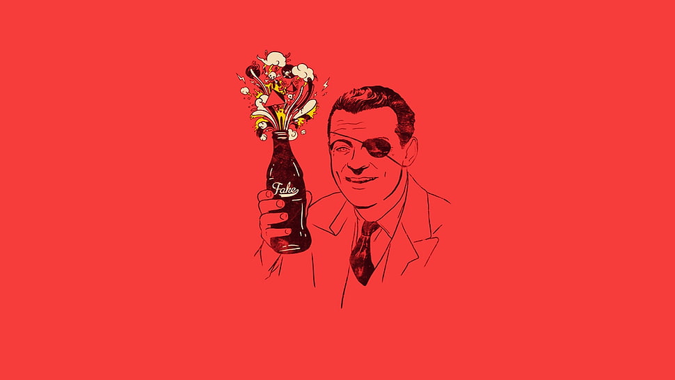 man holding bottle illustration, minimalism HD wallpaper