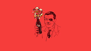 man holding bottle illustration, minimalism