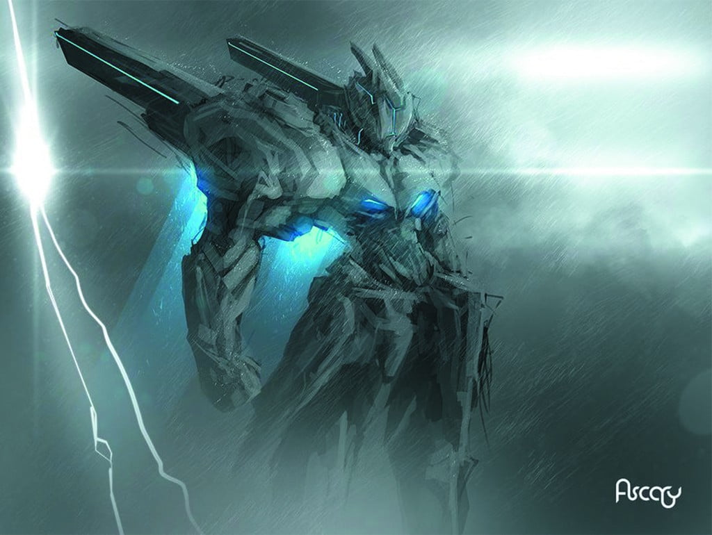 grey robot digital wallpaper, mech, robotic, fantasy armor, fantasy art