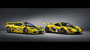 yellow and black car bed frame, McLaren P1 GTR, McLaren F1 GTR, car