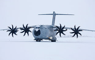 black and gray metal frame, Airbus A400M Atlas, military aircraft, aircraft, snow