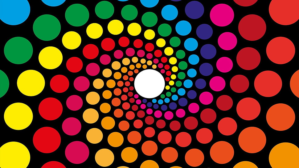 multicolored spiral polka-dot illustration, abstract HD wallpaper