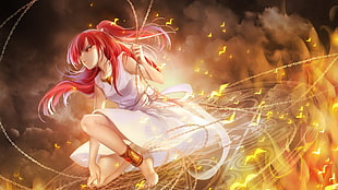 red female anime character HD wallpaper