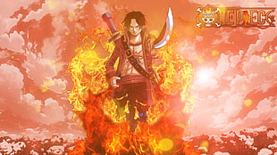 One Piece digital wallpaper, Portgas D. Ace, One Piece, anime, anime boys