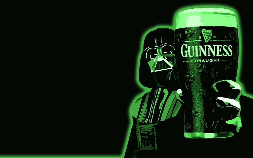 Darth Vader holding Guinness Draught advertisement, beer, Star Wars, Darth Vader, Guinness HD wallpaper