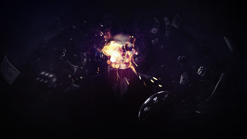 Explosion,  Figures,  Flying,  Fire HD wallpaper