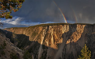 Rainbow,  Height,  Rock,  Mountains HD wallpaper