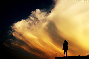 silhouette of woman during golden time