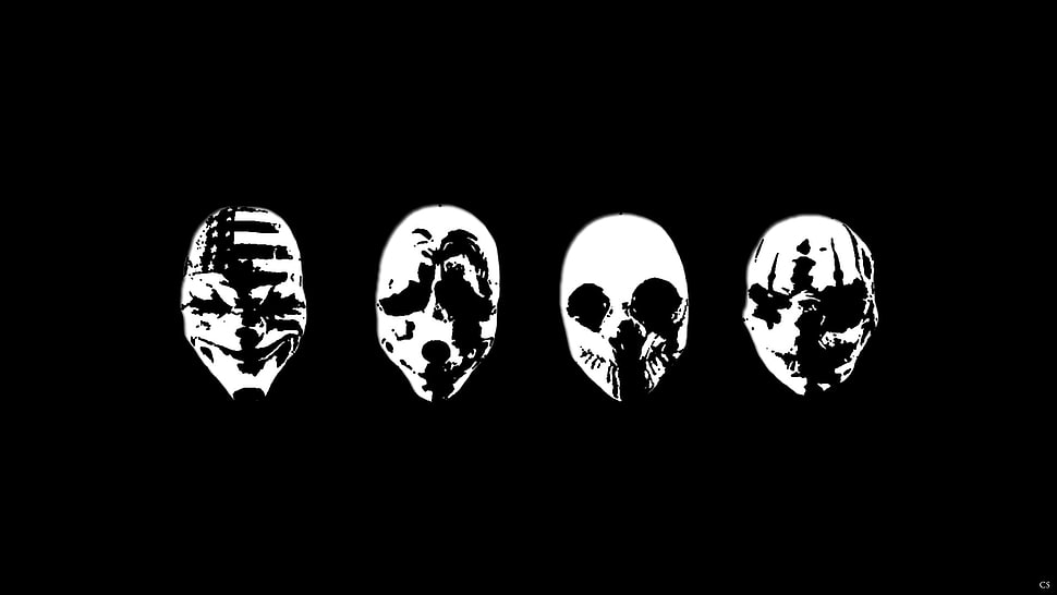 Four mask illustration HD wallpaper | Wallpaper Flare