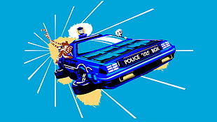 blue police car illustration HD wallpaper