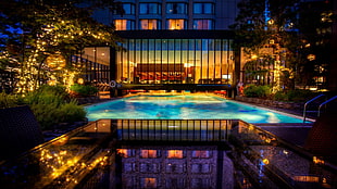 rectangular swimming pool, building, hotel, Vancouver
