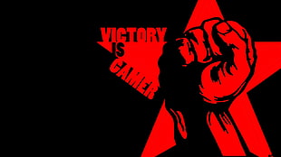 Victory is game fist and star wallpaper, simple background, video games, artwork, typography