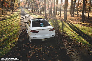 white car, Mitsubishi Lancer Evo X, Mitsubishi Lancer, Mitsubishi, DAT3VO HD wallpaper