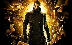 man in black suit digital wallpaper, Deus Ex: Human Revolution, Deus Ex, Adam Jensen, video games HD wallpaper