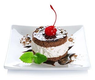 dessert with cherry on top HD wallpaper
