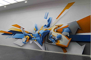 blue, yellow, and red plastic toy, graffiti, 3D, Daim
