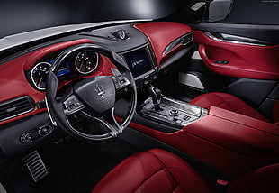 black Maserati steering wheel HD wallpaper