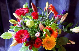red yellow and green bouquet of flower