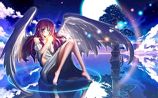 female angel anime character digital wallpaper