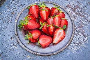 sliced red strawberries, Strawberries, Berries, Ripe