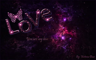 love text overlay with nebula background, quote