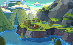 Adventure Time, town, landscape HD wallpaper