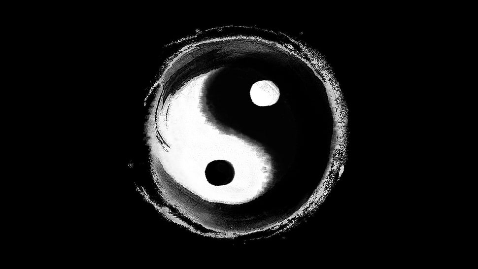 Yin-Yang logo, Taoism, Yin and Yang, minimalism, artwork HD wallpaper