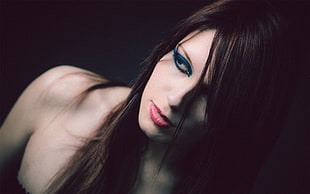 naked women with blue eyeshadow