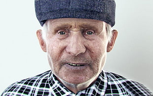 men's blue cap, old people