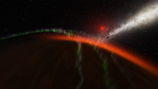 green aurora borealis, Space Engine, aurorae, space, space art