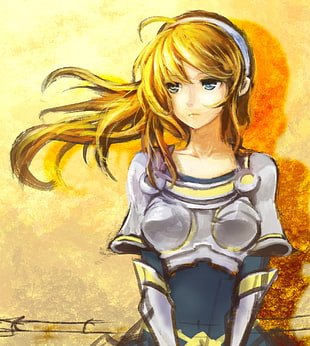 female anime character painting, League of Legends, Lux (League of Legends), long hair, blonde