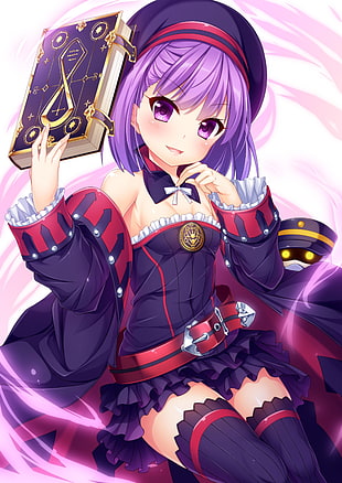 female anime character digital wallpaper, Fate/Grand Order, Helena Blavatsky (Fate/Grand order), purple eyes, purple hair
