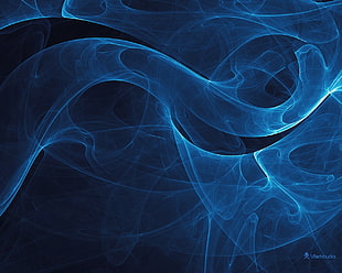 blue and black wave digital wallpaper, abstract, smoke, digital art