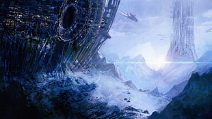 fantasy concept art, artwork, spaceship, planet, concept art HD wallpaper