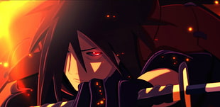 man holding sword animated painting, Uchiha Madara, Naruto Shippuuden HD wallpaper