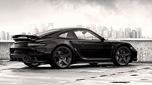 black coupe, car, Porsche