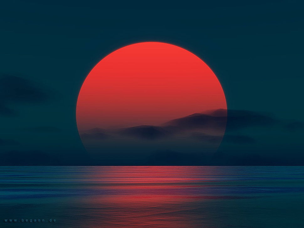 sunset illustration HD wallpaper