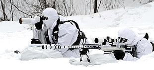 two man using scoped rifles, military, snow, snipers, Republic of Korea Armed Forces HD wallpaper