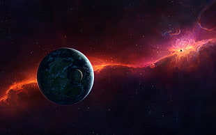 earth in space graphic wallpaper, space, TylerCreatesWorlds, colorful, stars