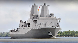gray war vessel, San Antonio, amphibious, amphibious transport dock, vehicle HD wallpaper