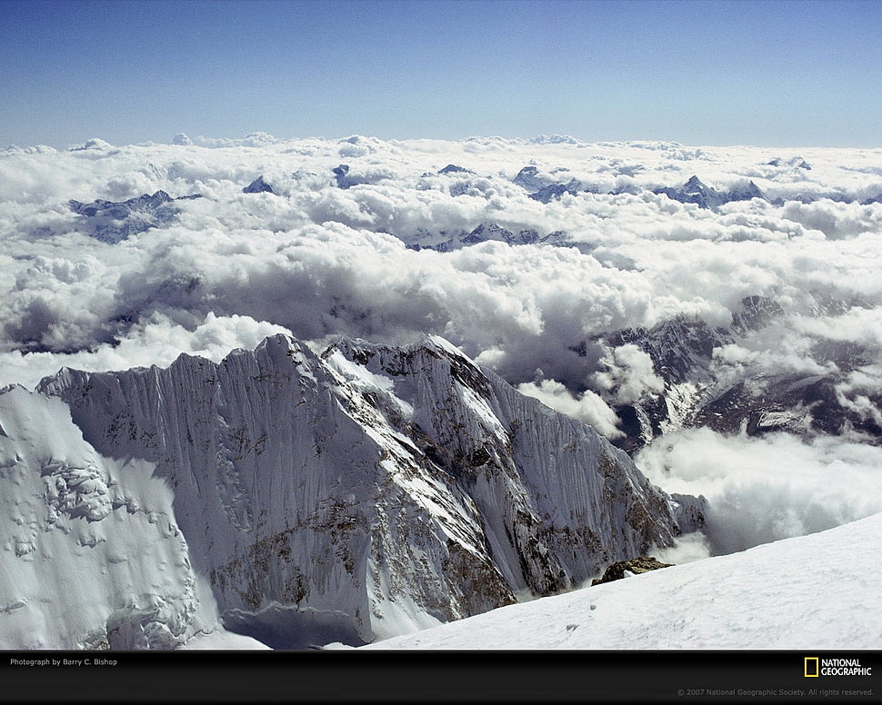 Mountain cover with snow, National Geographic, mountains, snow, clouds ...
