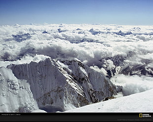 mountain cover with snow, National Geographic, mountains, snow, clouds