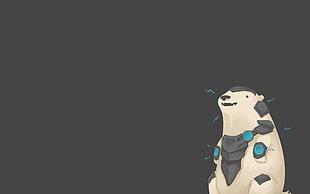 black and white animal character wallpaper, minimalism, League of Legends, Volibear