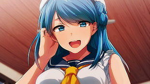 blue haired female anime character, anime, fan art, manga, Kantai Collection HD wallpaper