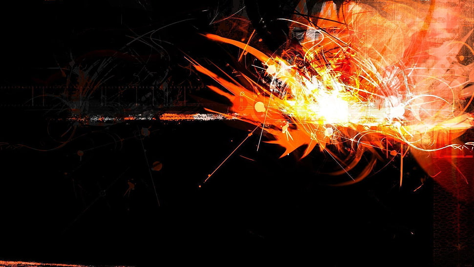 orange and black abstract painting, abstract, digital art HD wallpaper