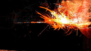 orange and black abstract painting, abstract, digital art