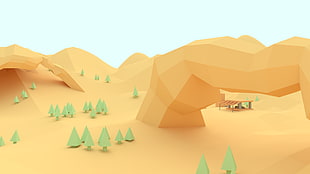 mountain illustration, low poly, desert