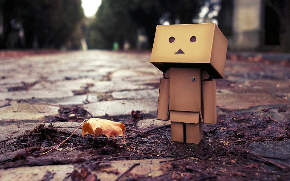 two brown wooden table lamps, creativity, Danbo HD wallpaper